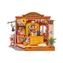 Pet Store DIY Miniature Dollhouse Kit Fluffy Friends Store 3D Wooden Puzzle Model Kit Diorama for Home Decor Display