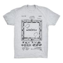 Monopoly Patent Leather Board Game T-shirt Printed Cotton Monopoly Blueprint T Cool T-shirt Personality Deconstructed Casual Top S white