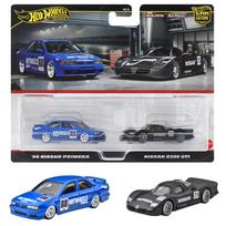 Hot Wheels Premium 2 vnt. rinkinys Nissan R390 Nissan Primera Transporto priemonės Žaislas Mini automobilis 3 metų ir vyresniems HRR74 GT1/'94 Mėlynas/Juodas gray
