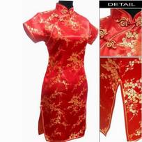 Juoda Tradicinė Kinų Suknelė Moteriška Suknelė Moteriška Satino Qipao Mini Cheongsam Gėlė XL raudona
