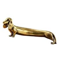 Vintage Brass Dachshund Statue Mini Standing Dog Sculpture Collectible Animal Ornament for Home Office Bookshelf Desktop 1pc beige