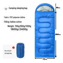 Thickened Envelope Style Warm Sleeping Bag for Outdoor Camping - Cold Protection for Autumn Winter blue