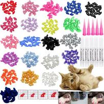 Cat Nail Caps Pet Cat Soft Paws Nail Protector Cover With Free Adhesive Glue + Applicator  20pcs/lot for Kitten for 6-10kg gray