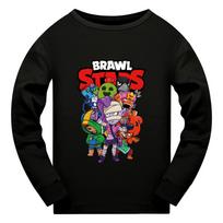 4094 Vaikų laisvalaikio marškinėliai su Brawl Stars spaudiniu, ilgomis rankovėmis 160cm juoda