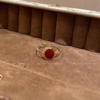 Ankola Red Love Drip Glaze Ring, Women'S Light Luxury Retro Index Finger Ring, High-End Feeling Stacked Ring brown