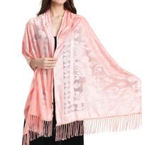 Ethic Style Women's Shawl Tassels Scarf Shoulder Wrap Breathable Formal Event Headscarf for Weddings and Evening Party rožinė