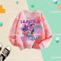 Crew Neck Kid Hoodie Movie Kpop Demon Hunters Birthday Number 1-9 Print Children's Sweatshirt Cute Tiger Hoody for Girls Tops 140 pink