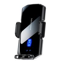 Belaidis automobilinis telefono laikiklis-stovas 15W greitas įkrovimas Jutiklinis valdymas Oro ventiliacijos telefono laikiklis Grūdinto stiklo skydelis iPhone Android telefonams juoda
