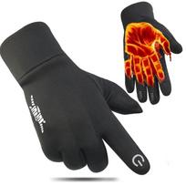 Winter Thermal Waterproof Cycling Gloves Full Finger Men Women Ski Snow Gloves Thin Touch Screen Gloves for Running M black
