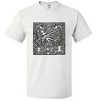 Unisex shirt Cotton Oversize Large Size Keith Haring 1980S Record Art Haring Snakes RegulaR Fit White Unisex T-shirts XXXXL black