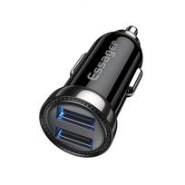 Essager USB automobilinis įkroviklis C tipo USB greitas įkrovimas QC 3.0, skirtas iPhone 14 13 12 Pro Max Xiaomi greito įkrovimo įkroviklis telefonui automobilyje 2.4A Dual USB juoda