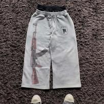 Y2K High-Waisted Printed Embroidered Street Guard Pants Spring Summer Casual Straight Leg Double Waist Design Fashionable M pilka spalva