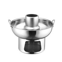 Sustorintas nerūdijančio plieno mažas karštasis puodas su dviem rankenomis Tom Yum karštasis puodas anglies karštasis puodas Restoranams 18 cm/7.09 in-Style A gray