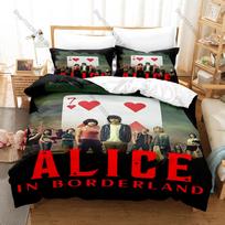 Alice in Borderland Season 2 Arisu Usagi New Bloody Shibuya Survival Game Live-Action Duvet Cover + 2 Pillowcases Grunge Dark EU Single 135*200cm/53x79in 3pcs black