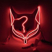 Festivalio Kaukė LED Apšviečiama Kitsune Lapės Kaukė Cosplay Helovinas Karnavalinė Kaukė Gyvūnas DJ Šokis Šviečianti Šventės Rekvizitas KTY raudona