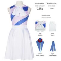 Jojo's Bizarre Adventure Cosplay Costume Halloween Jellou Zeppeli Cosplay Two-Dimensional Stage Costume Sige Q Split Skirt XXXL white