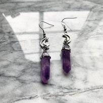Natural Amethyst Moon Earrings Gothic Jewelry New Style