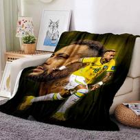 Neymar Jr Brazil National Team Flannel Blanket, #10 Yellow Jersey Player Print Throw Blanket, Soft Warm Sofa Bed Blanket, Fan Gift 80cm x 120cm brown