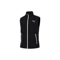 PUMA Solid Color Print Logo Zippered Stand Collar Vest Unisex Vest Black 849034-01 S