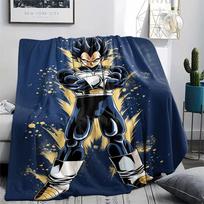 Dragon Ball Vegeta pattern Flannel Blanket, High quality Comfortable for All Seasons, Home Decor, Warmth and Comfort, Perfect for Gifts. 130cm x 150cm gray