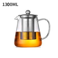 1 vnt. Stikinis arbatinukas Karščiui atsparus borosilikatinis skaidrus arbatinukas su nuimamu nerūdijančio plieno infuzoriumi Virdulys Kung Fu arbatos rinkinys 1300ml gray