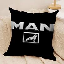 M-Mans Truck Logo Cushion Cover Silky Short Plush Invisible Zipper Dustproof Sofa Pillow Case For Home Decor Peach skin 18*18(CM)-1Pcs