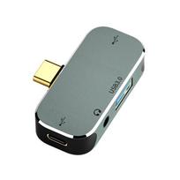 Type-C Extension Hub 3.55mm Jack PD100W USB3.0/USB2.0/USB3.1 HDMI-Compatible USB Extender PC Computer Laptop Splitter gray