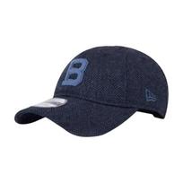 New Era New York MLB curved brim herringbone pattern retro woolen soft top NE940 polyester baseball cap men and women same style couple 14188982 tamsiai mėlyna
