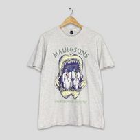 Vintage 90's Maui & Sons Sharksonian Institute Surfing T shirt Medium Hawaii Pipeline Beach Maui Surf Ocean Surfer Ocean Wave Tee Size M 2XL gray