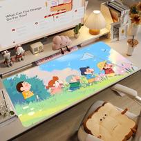 Crayon Shinchan Mouse Pad Large Kawaii Anime Desk Pad Cute Cartoon Student Desk Mat Custom Computer Keyboard Rug 800x300x2mm blue