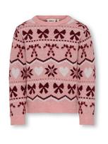Only Mini Megztinis 'KMGSNOWFLAKE XMAS' ryškiai rožinė spalva / vyno raudona spalva / balta