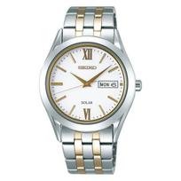 SEIKO SELECTION SBPX085 Men's Watch Japanese Solar Sapphire Crystal Silver & Yellow Gold white