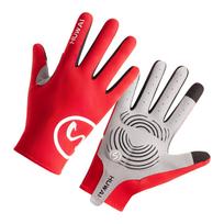 Sports Cycling Gloves Full Finger Mountain Bike Gloves with Antislip Shock Absorbing Pad Touchscreen Road Biking Gloves XL raudona