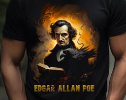 Edgar Allan Poe Shirt, horror dark fantasy goth gothic raven author writer halloween nightmare scary story red death L brown