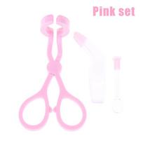 3Pcs Auxiliary Eyelid Dilator Open Eye Tool Contact Lens Applicator Set Contact Lens Wearing Removing Tweezers Suction Stick rožinė
