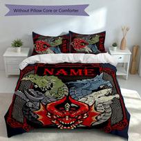 3pcs Custom Name Dungeons & Dragons Set,Includes 1 Duvet Cover and 2 Pillowcases,All-season Bedroom Decor 140cmx210cm black