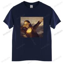 Tshirt Unisex Cotton Tops Unisex Dabbing Mona Lisa Dab Hiphop Classic Art Gioconda Black Unisex T Shirt Euro Size 4XL black