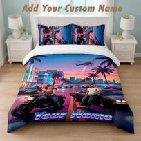Bedding Set 1 Duvet Cover 2 Pillowcases GTA Print Soft Bed Linen Bedroom Decor 135cmx200cm gray