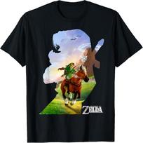 Nintendo Zelda Link Epona Ride Silhouette T-Shirt XXXXXL juoda