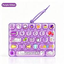 Kawaii 26 Key Fidget Keyboard Keychain Cartoon Cat Dog Bunny Pastel Candy Color Decompression Clicker Toy Bag Charm Pendant Gift pink