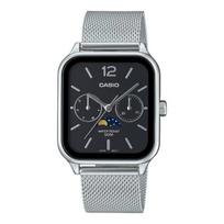 Casio Standard Moon Phase Analog Men's Watch MTP-M305M-1AV, Black Metal Mesh Band black