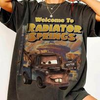 Vintage Disney Pixar Cars Tow Mater Radiator Springs Shirt, Cars Land Matching Shirts, Disney World & Disneyland Trip Tee, Vacation Shirt M brown