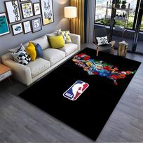 NBA komandų logotipai JAV žemėlapis Juodas kilimas namų dekoravimui Tinka naudoti kaip neslystantis elementas svetainės, miegamojo sofoms 120x160cm( 47x62in )