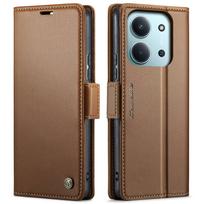 Skirta Xiaomi Redmi 15C 4G 5G dėklas su kortelių laikikliu, piniginės tipo dėklas su RFID blokavimu, patvarus odinis stovas, magnetinis užsegimas For Redmi 15C 4G 5G ruda