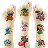 20PCS Cartoon Disney Stitch Tattoo Cute Stickers Lilo and Stitch Party Decoration Happy Birthday Kids Toys Supplies Gift Decals beige
