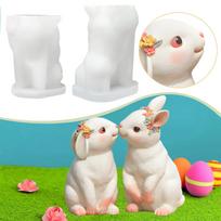 2Pcs Easter Epoxy Model Bunny Casting Ornament Cement Decorative Handmade Tabletop Decor for beige