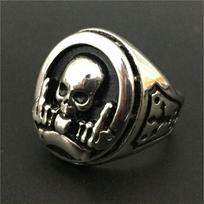 Fashionable Personalized Punk Retro Compared To Middle Finger Skull Mens Two Color Ring No. 12 black