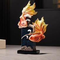 Dervinė Arowana dekoracija Statulėlė Rankomis tapytas Auksinės žuvies meno kūrinys Kinų talismanas Namų svetainės Biuro Feng Shui Žuvies ornamentas beige