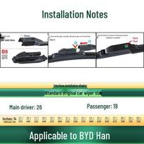 Silent Frameless Wiper Blade for BYD Han/EV/DM/DM-i/DM-p Cars black