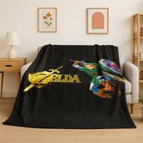 Klasikinis žaidimas Z-Zelda Animacinis personažas Link Flanelinis pledas Minkštas šiltas pledas miegamojo svetainės lovos kelionės stovyklavimo iškylos 75x90cm black